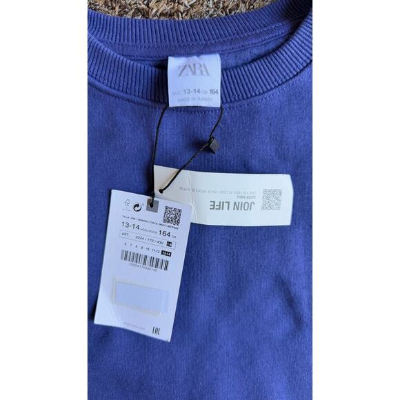 NWT ZARA Girsl Printed Washed Sweatshirt Blue/Purple Size 13/14 - Picture 5 of 7